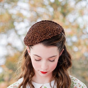 Vintage Beaded Half Hat, Vintage Hat, 1950s-60s Hat, Vintage Women Hat, Midcentury Hat, Cocktail Hat, Wedding Hat, Women Hat, Tea Party Hat image 4