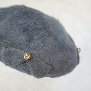 Vintage Fur Felt Rhinestones Bow Half Hat, 1950s-60s Hat, Vintage Hat, Vintage Women Hat, Fall Winter Hat, MCM Hat, Fascinator Mini Hat image 7