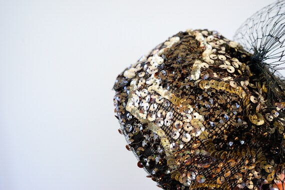 Vintage Sequin Mini Pillbox Hat, Half Hat, Vintag… - image 7