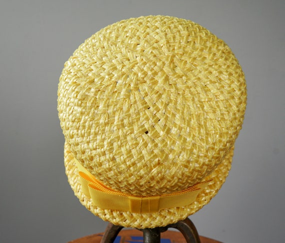 Vintage Straw Bucket Hat, Cloche Hat, 1950s-60s H… - image 9