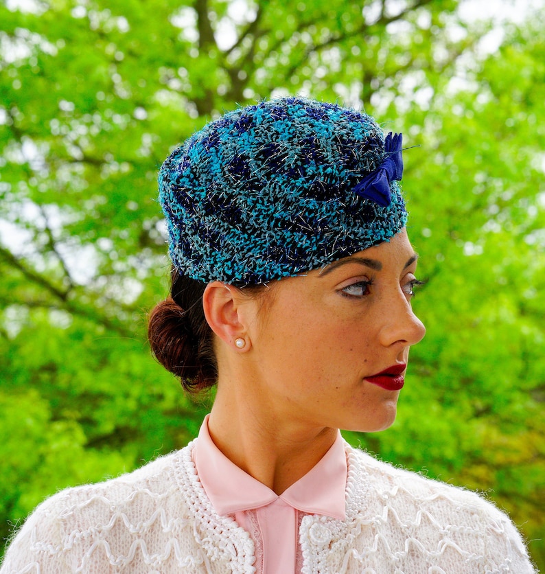 Vintage Turquoise Lame Pillbox Hat Vintage Hat 1950s Hat Etsy