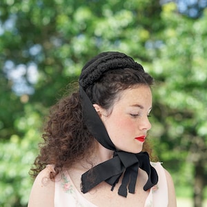 Antique STETSON Victorian Bonnet Hat: 1800s 19th Century Antique Women Hat Victorian Cap, Reenactment Clothing, Coquette image 1