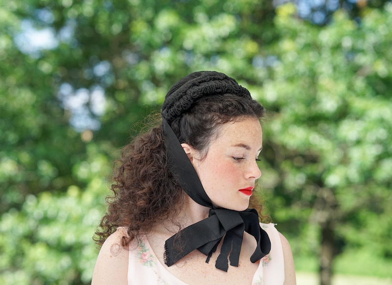 Antique STETSON Victorian Bonnet Hat: 1800s 19th Century Antique Women Hat Victorian Cap, Reenactment Clothing, Coquette image 1