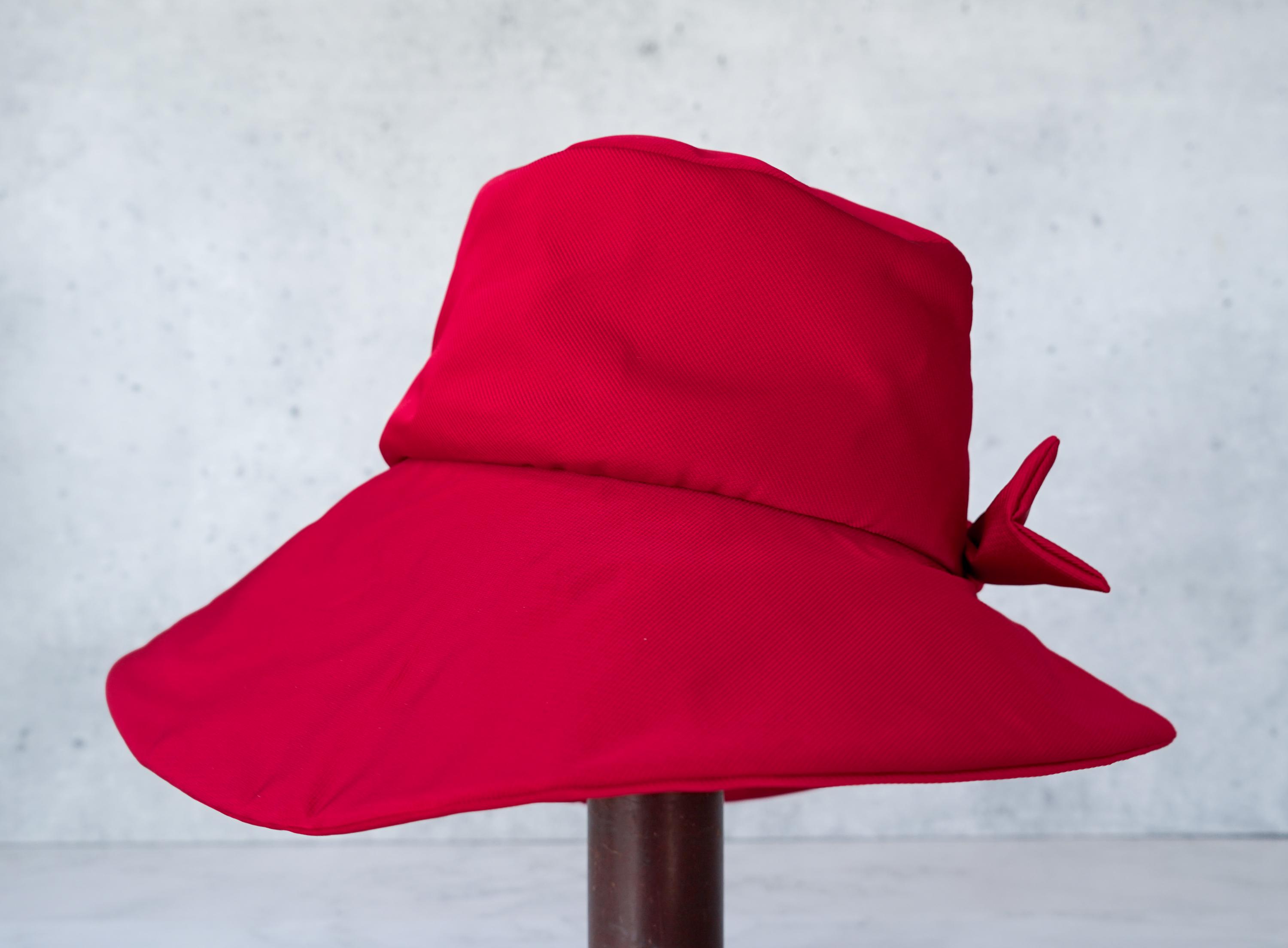 Vintage bright red Women\'s Hat Vintage Red Bonnet Hat, 1960s-70s Women Hat, Vintage Bucket  main image 2