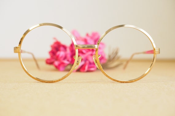 Vintage Eyeglasses Round 1960s Gold Tone Made In … - image 3