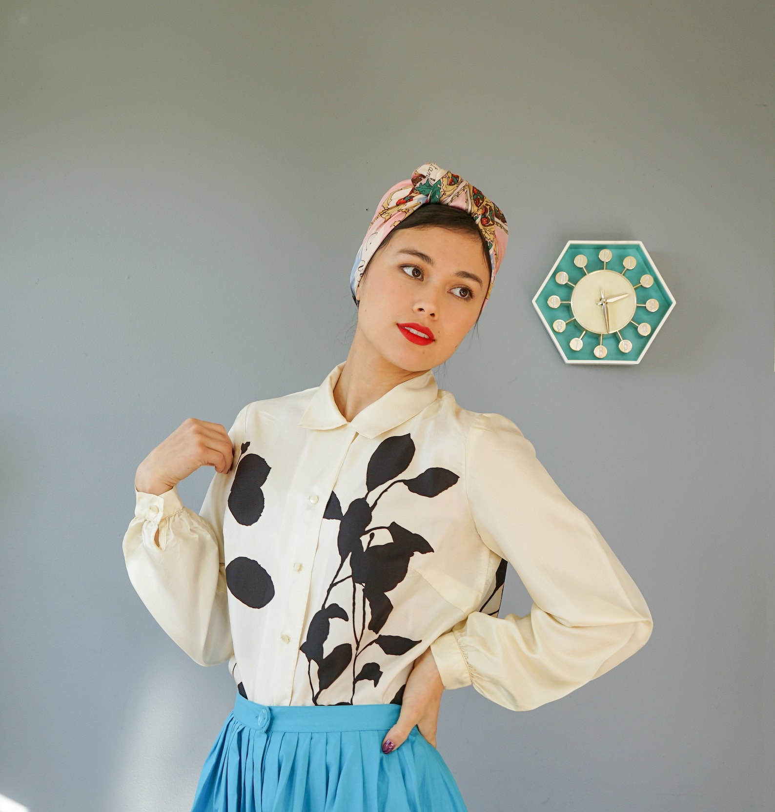 Vintage 1980s Floral Blouse Size M/ Vintage Women Shirt/ 1980s Etsy