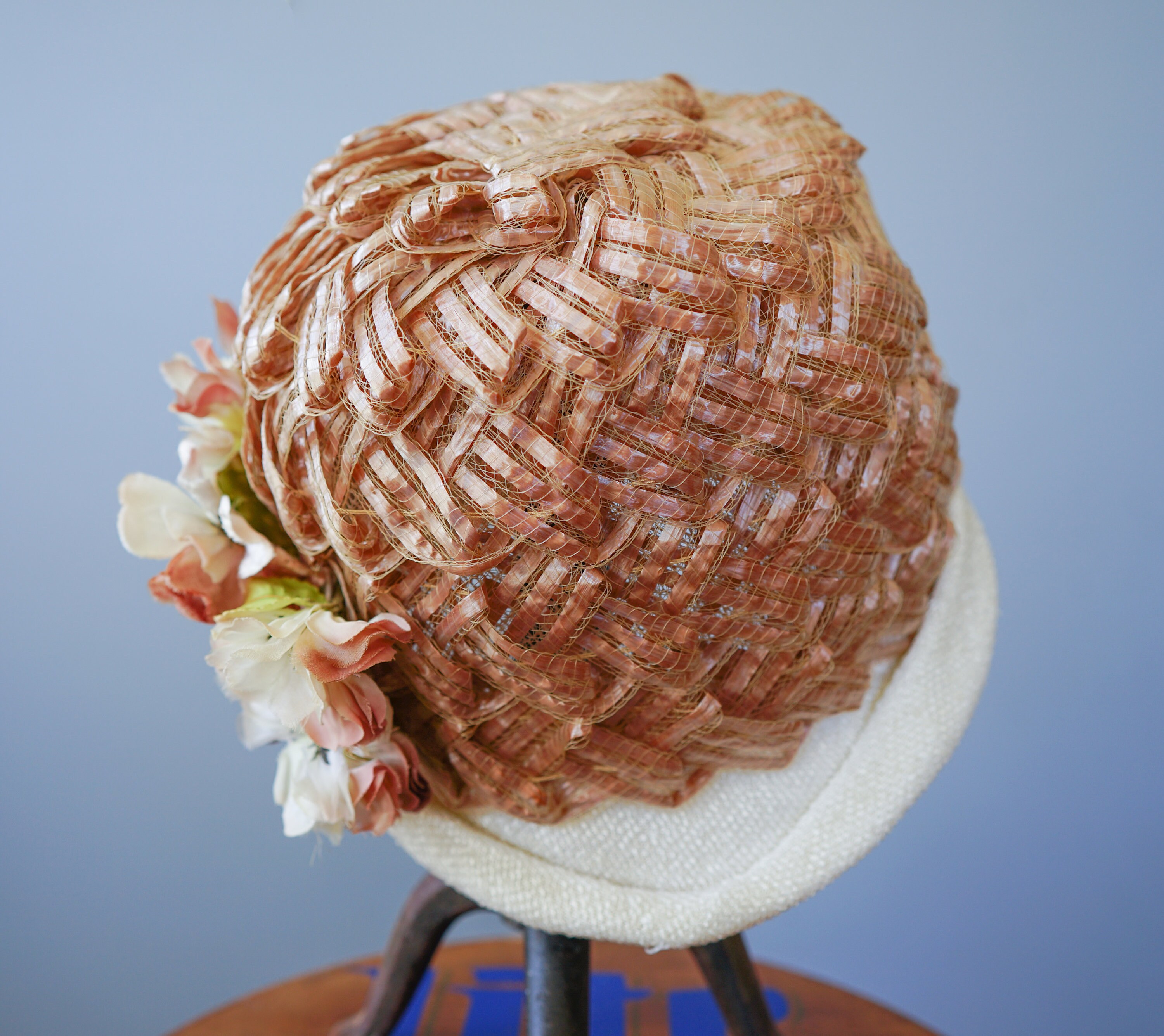 Vintage Straw Floral Cloche Hat, 1950s-60s Hat, Vintage Hat 