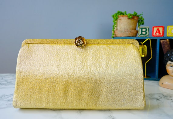 Vintage Lame Fabric Clutch Purse/ 1950s-60s Purse… - image 6