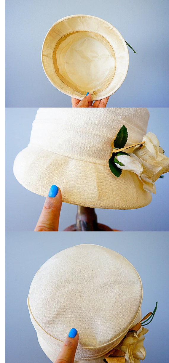 Vintage Floral Bucket Hat, 1950s-60s Hat, Cloche … - image 10