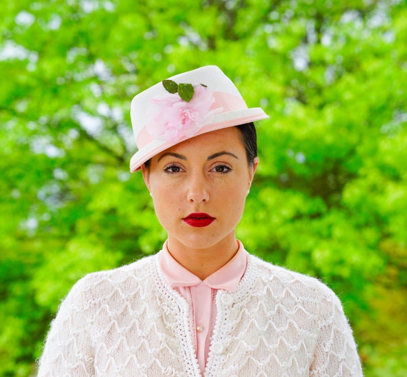 Vintage Saillor Hat, Girl Easter Bonnet Hat, 1940… - image 1