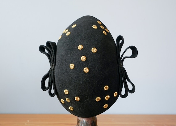 Vintage Floral Bead Calot Hat, Half Hat, 1940s-50… - image 8