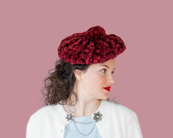 Vintage Mid Century Cream Knit Beret Hat With Pom - Etsy Israel display picture 1