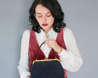 バッグ BIENEN-DAVIS SUEDE HANDLE BAG Lynx Crystal Embellished Top Handle Bag in Black Suede with