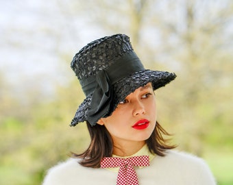 Vintage Straw Boater Hat With Hat Box John Wanamaker, 1950s  display picture 1