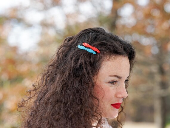 Vintage (60’s) hair clips. Lot Vintage Plastic Barrettes & Bars Hair Clips 60s 70s 80s  main image 3