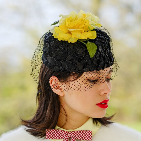 Vintage Floral Pillbox Hat, Vintage Hat, 1950s-60… - image 4