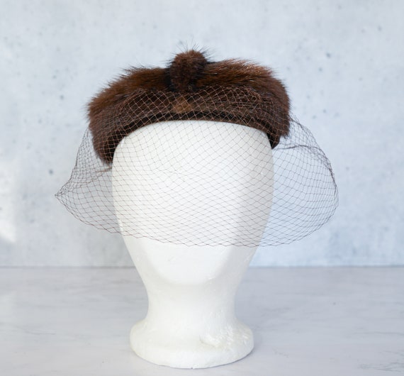 Vintage Fur Headband Hat with Veil, Whimsy Hat, 1… - image 5