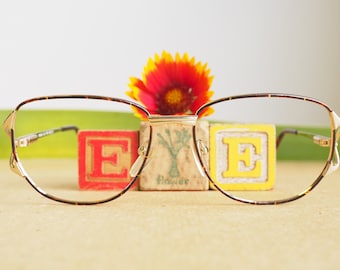 Vintage Eyeglasses 1990s/Glasses/New Old Stock/hipster/frames/multicolor Gold tone Tortoiseshell enamel Made In Korea By Prava