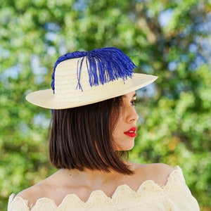 Vintage Straw Boater Pigtail Hat with Hat Box, Novelty Hat, 1950s-60s Hat, Vintage Hat, Vintage Millinery, Vintage Hat Women, Tea Party Hat image 3