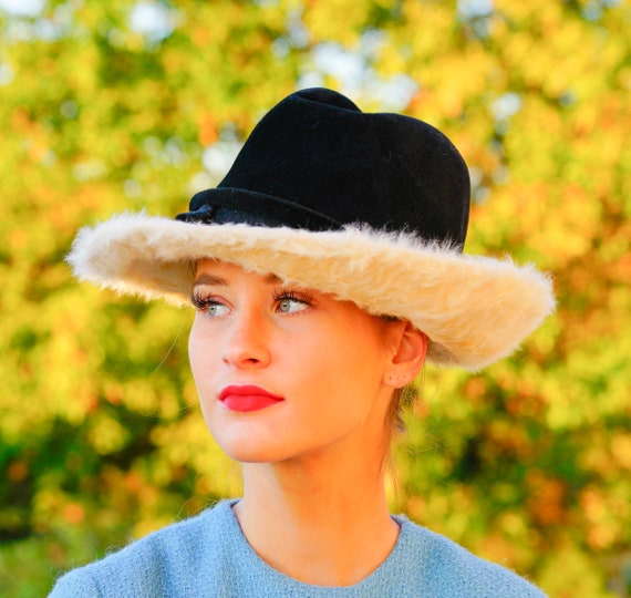 Vintage Fur Felted Wool Fedora Hat, Winter Fur Ha… - image 2