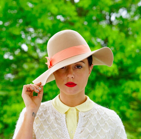 Vintage Floppy Wool Hat, Vagabond Hat, Wide Brim H