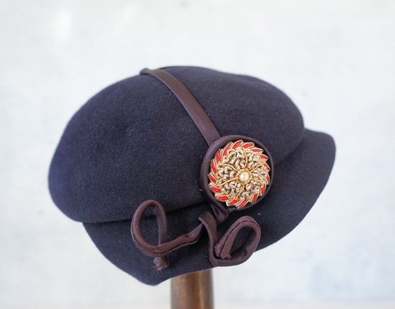 Vintage Wool Felt Half Hat, 1950s-60s Hat, Vintag… - image 9