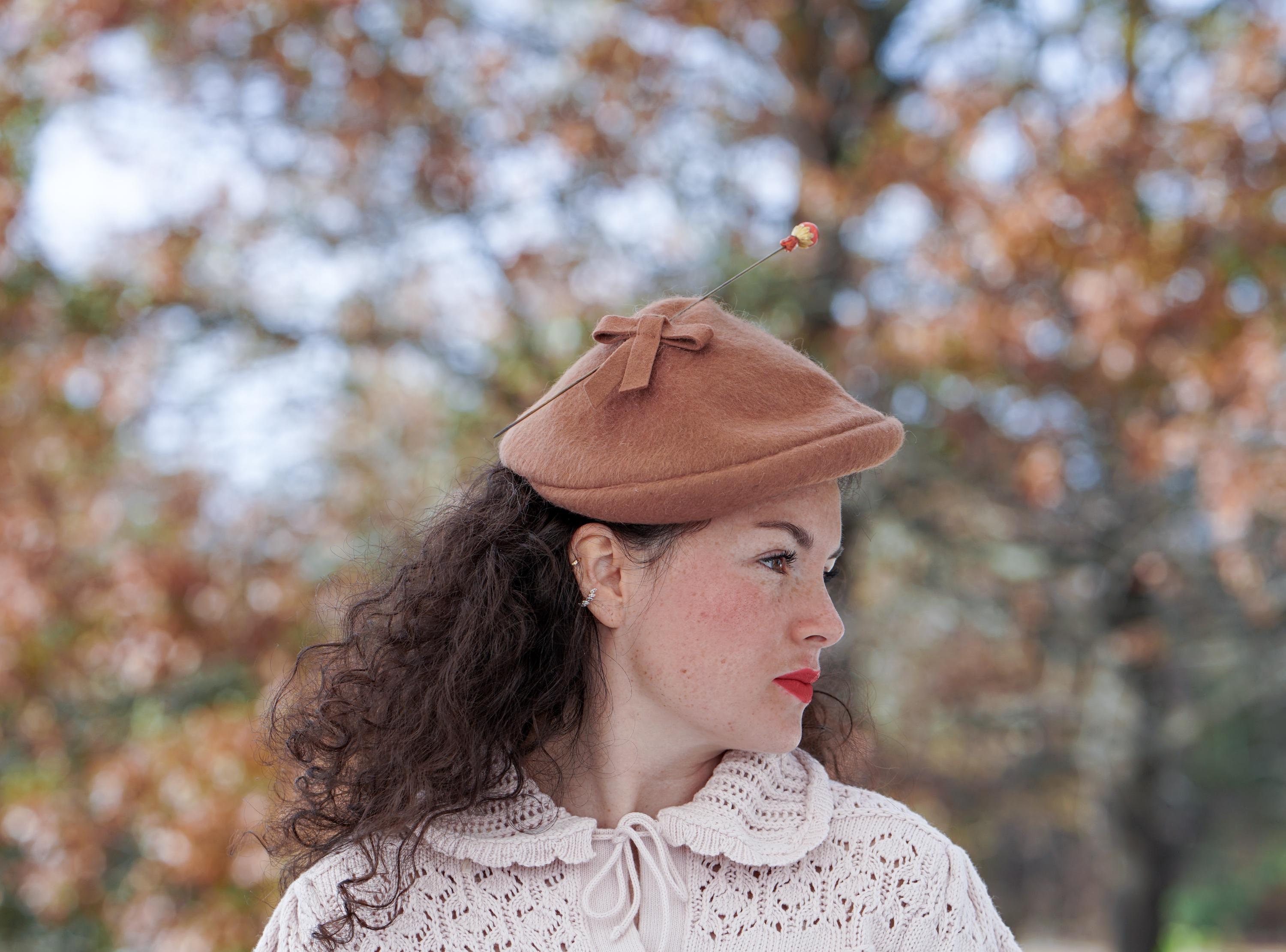 Vintage Mohair Wool Half Hat With Hat Pin, 1950s-60s Hat  display picture 1