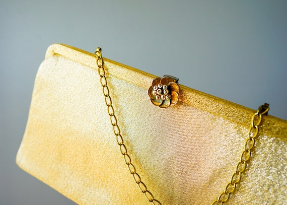 Vintage Lame Fabric Clutch Purse/ 1950s-60s Purse… - image 7