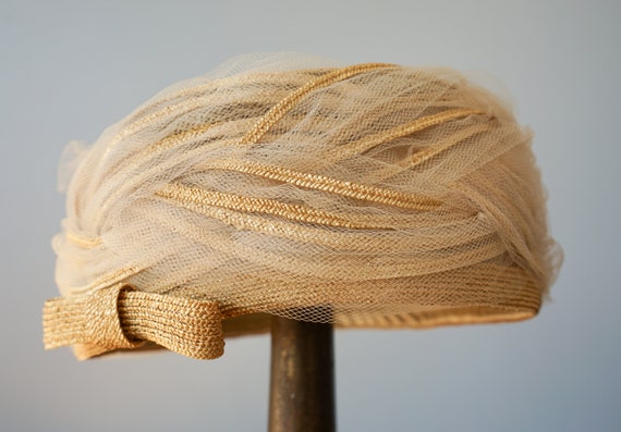 Vintage Straw Pillbox Hat, Toque Hat, 1950s-60s H… - image 6