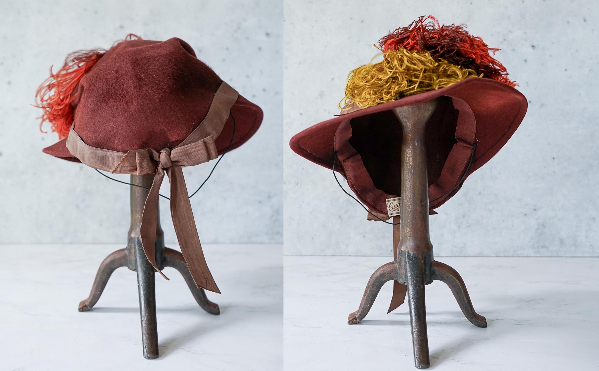 Vintage 1940s Wool Feather Tilt Fascinator Hat, Tilt Topper  display picture 3