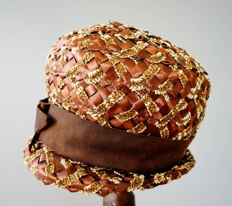 Tea Party Hat Vintage Straw Bucket Hat Summer Hat Cloche Hat Wedding Hat Mod Hat 1950s-1960s Hat Vintage Hat Vintage Millinery