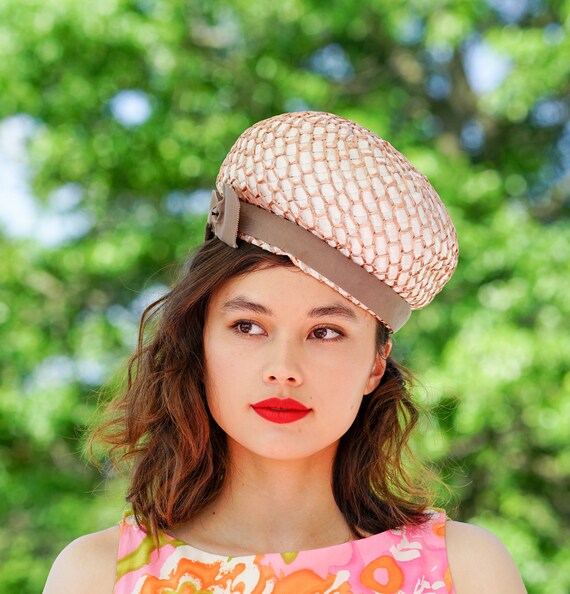 Vintage Straw Bubble Hat, Pillbox hat, 1950s-60s … - image 2