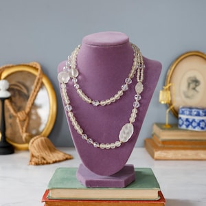 Vintage mattierte Glaskristall Perlenkette / 1930er-40er Jahre Halskette / Art Deco Schmuck Flapper Halskette / Boho Schmuck / Kunstlehrer