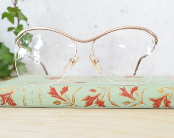 Vintage Eyeglass 1980s/Glasses/New Old Stock/silver tone Frames Made In Japan Floating lens