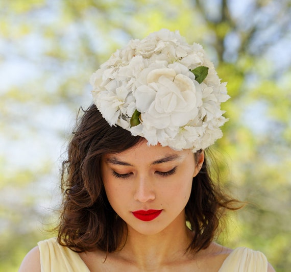 Vintage Floral Cloche Hat, Vintage Hat, 1950s-196… - image 4