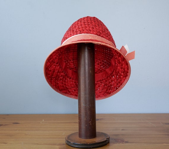 Vintage Straw Fedora Hat, Homburg Hat, 1950s-60s … - image 7