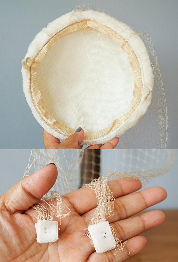 Vintage Fur Sequin Half Hat With Veil, 1950s Hat, Vintage Hat