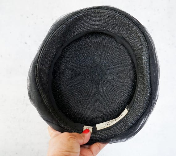 Vintage Straw Faux Pearl Half Hat, 1950s-60s Hat, Vintage  display picture 1