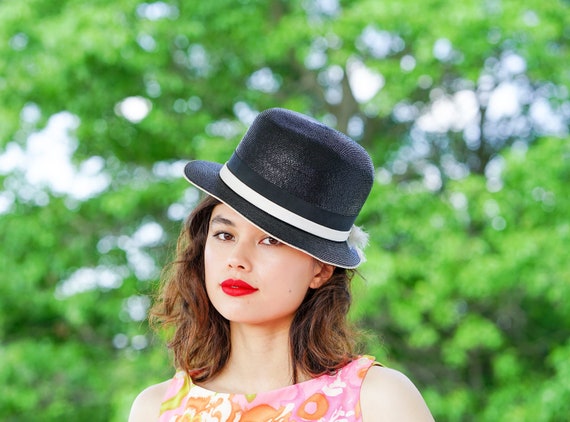 Vintage bucket summer hat Vintage Straw Bucket Hat, Cloche Hat, 1950s-60s Hat, Vintage  main image 4