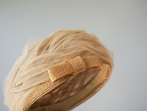 Vintage Straw Pillbox Hat, Toque Hat, 1950s-60s H… - image 7