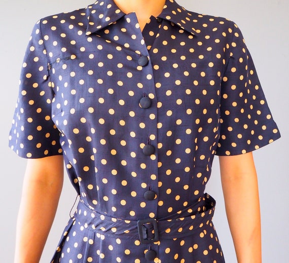 Vintage 1950s Cape Polka Dot Dress and Bolero Jac… - image 5