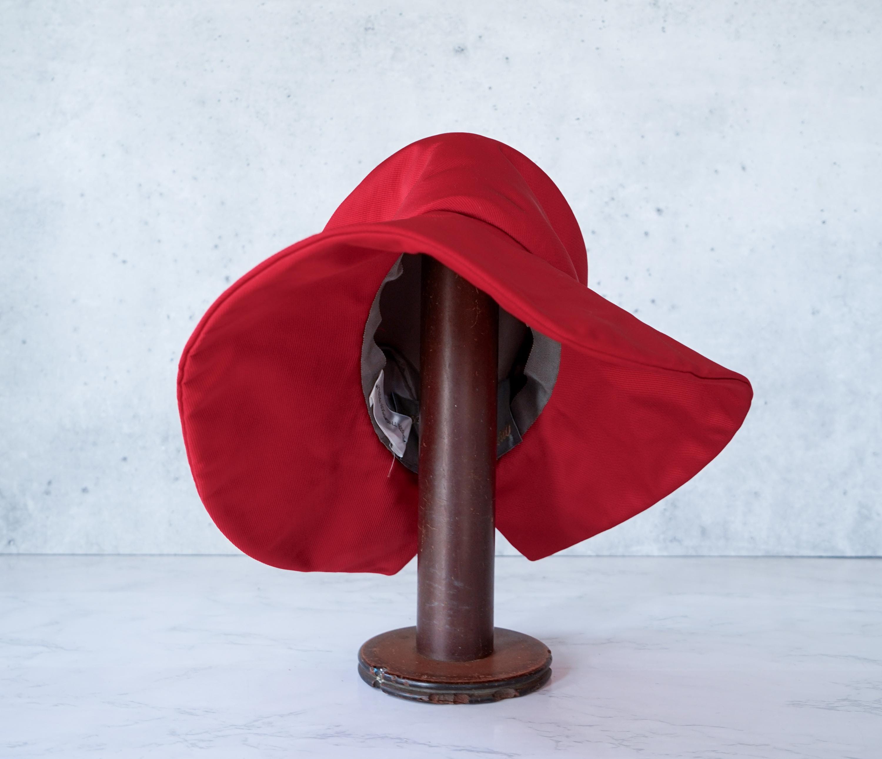 Vintage Red Bonnet Hat, 1960s-70s Women Hat, Vintage Bucket  display picture 1