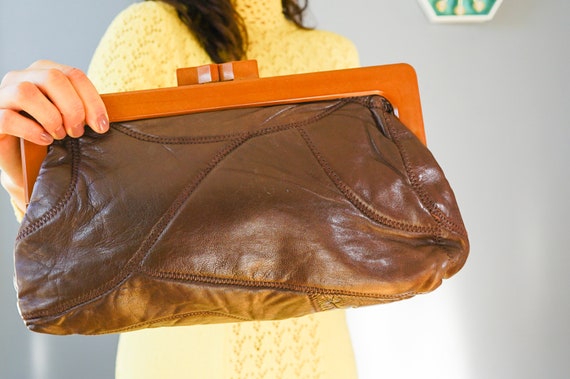 Vintage Patchwork Leather Clutch/ 1970s Bag/ Vint… - image 2