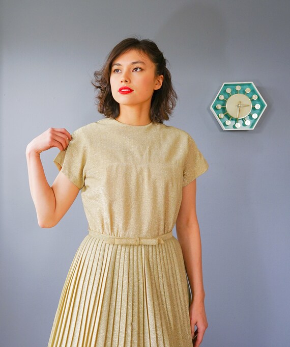 gold lame dress vintage Evening Dress Gold Lame Dress 70s 1970s Silk Chiffon Dress Of Your Vintage Dreams Now