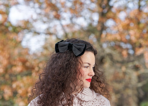 Vintage France Velvet Bow Hair Clip, Coquette Hair Bow  display picture 2