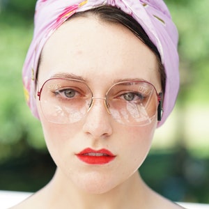 Vintage 1970s Safilo UFO Sunglasses Made in Italy Bottom rimless New Old stock Multi-color Tone