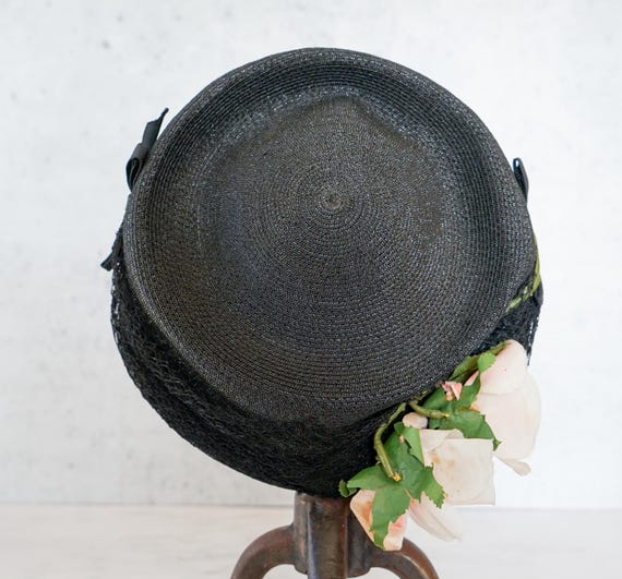 Vintage Floral Straw Half Hat, 1950s Hat, Vintage… - image 9