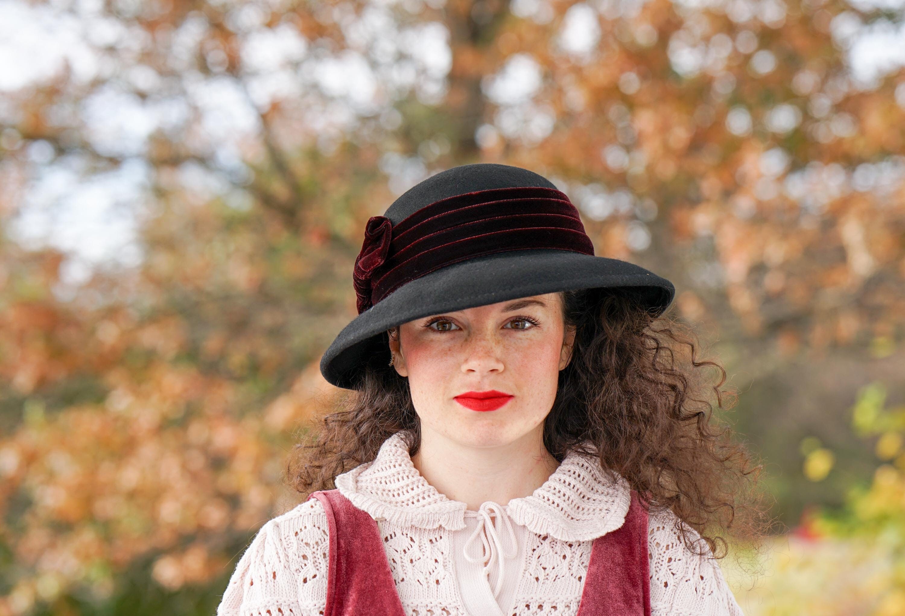 Vintage Wool Cloche Bucket Hat with Bow, 50% Wool 50% Cotton il_fullxfull.3639641980_erre.jpg main image 2