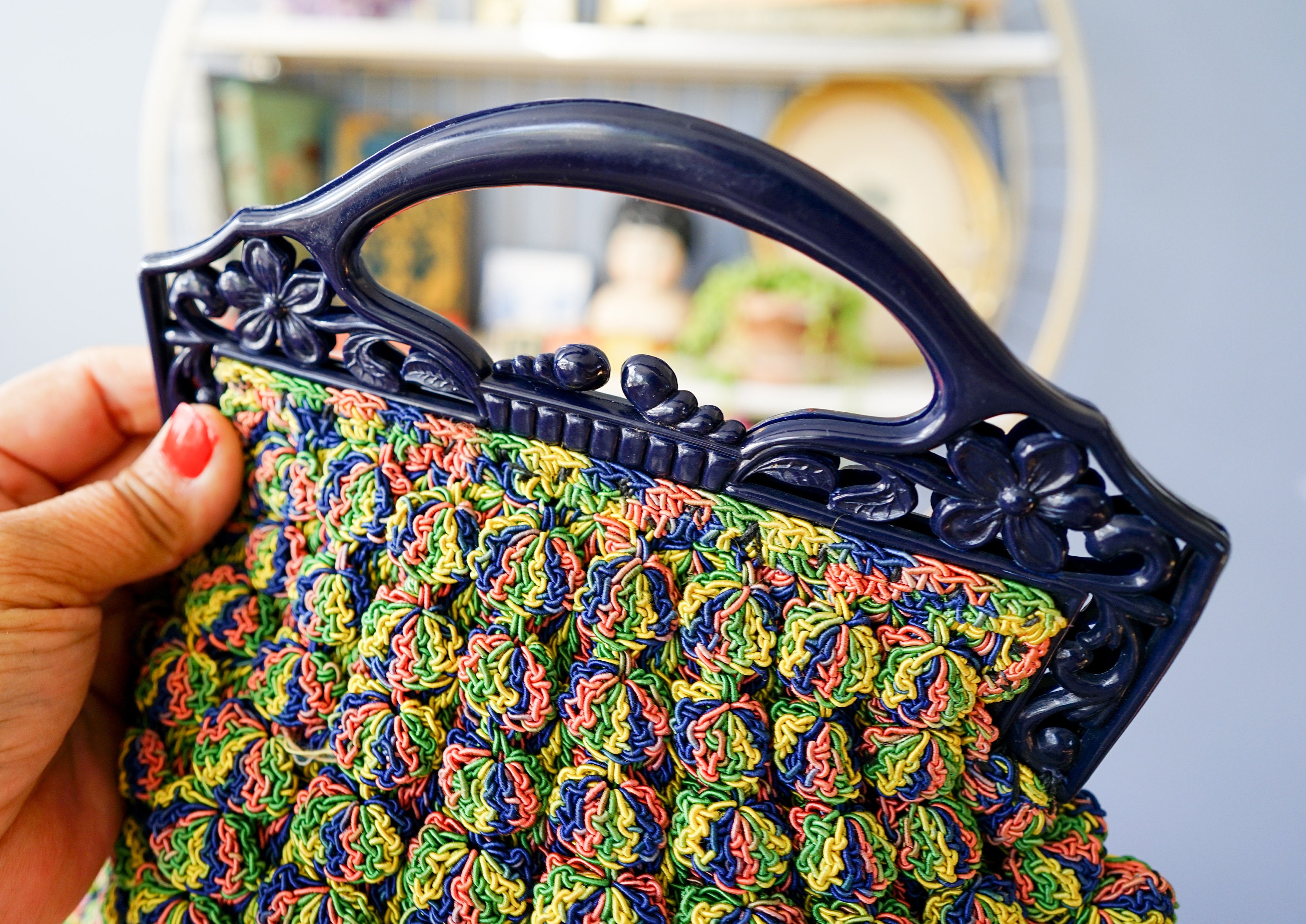 Vintage 1930s Crochet Plastic Frame Purse/ Vintage Purse/ 1930s 