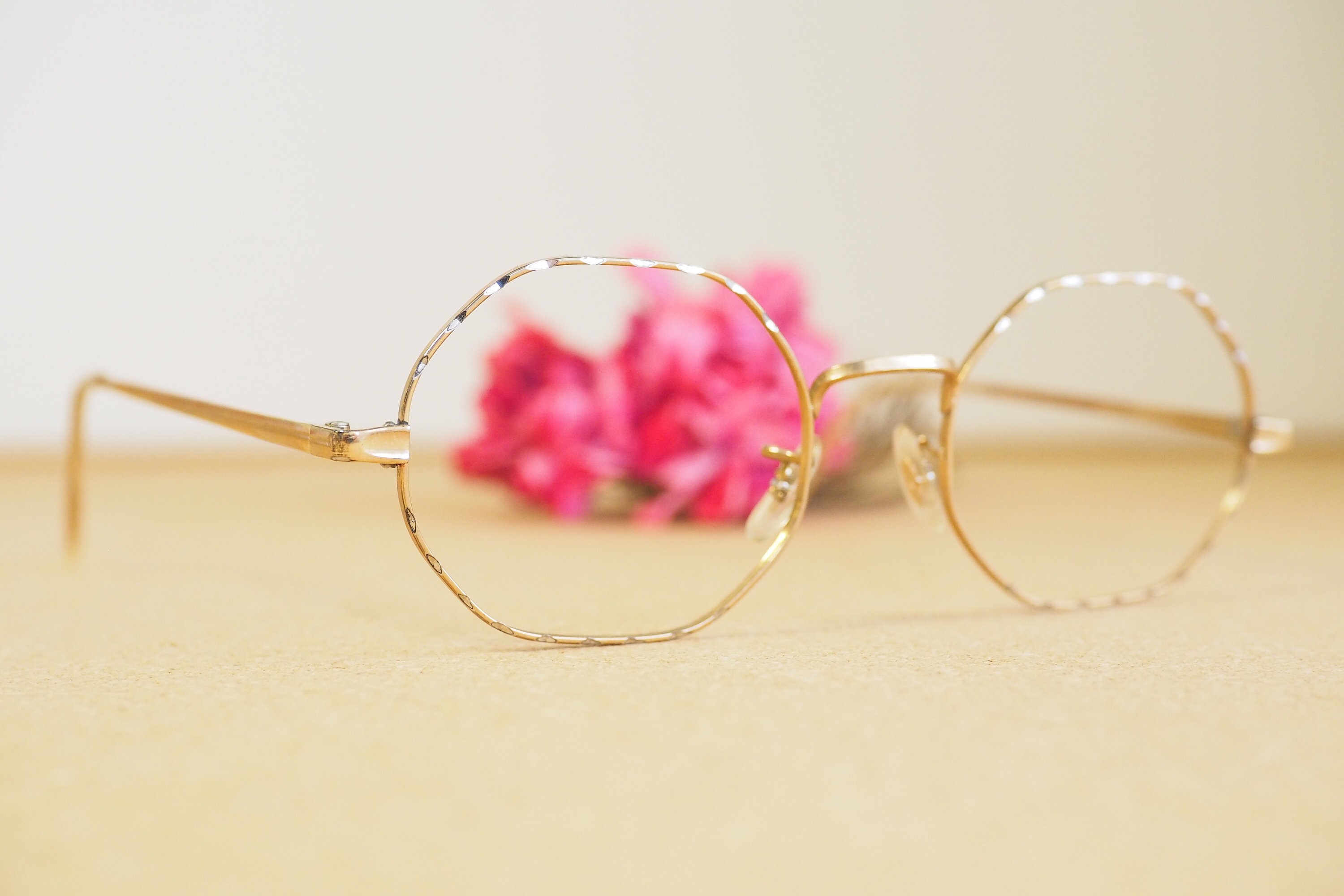 1960’s Tart Optical Octagon Frame Gold Vintage Eyeglasses 1960s Octagon Shape Gold Tone Made in USA